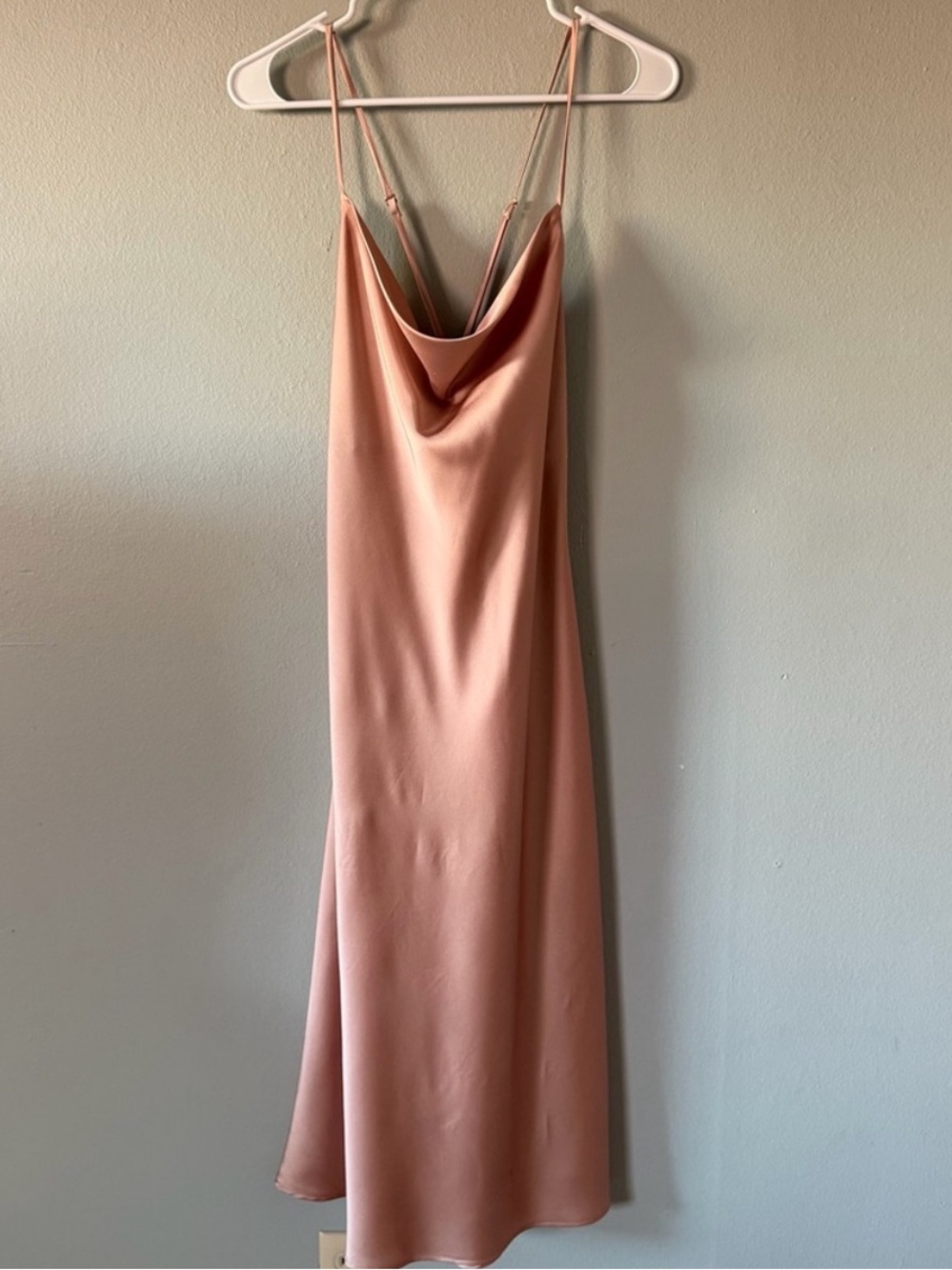 Show Me Your Mumu Blush Pink Satin Midi Slip Dress Cowl Neck Open Back M - Picture 3 of 10